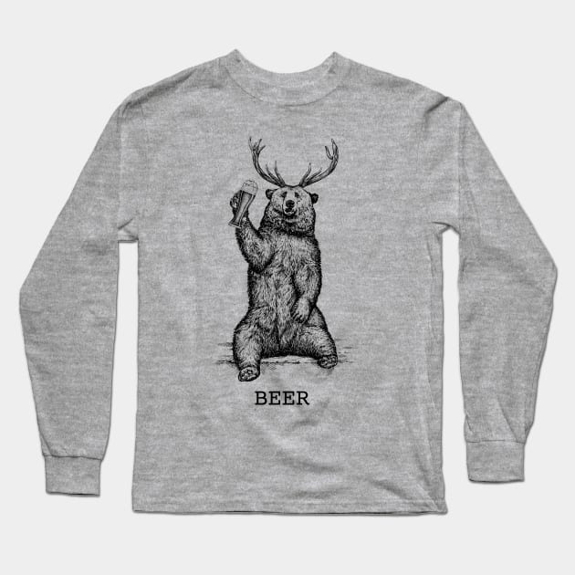 Bear + Deer = Beer Long Sleeve T-Shirt by N8I